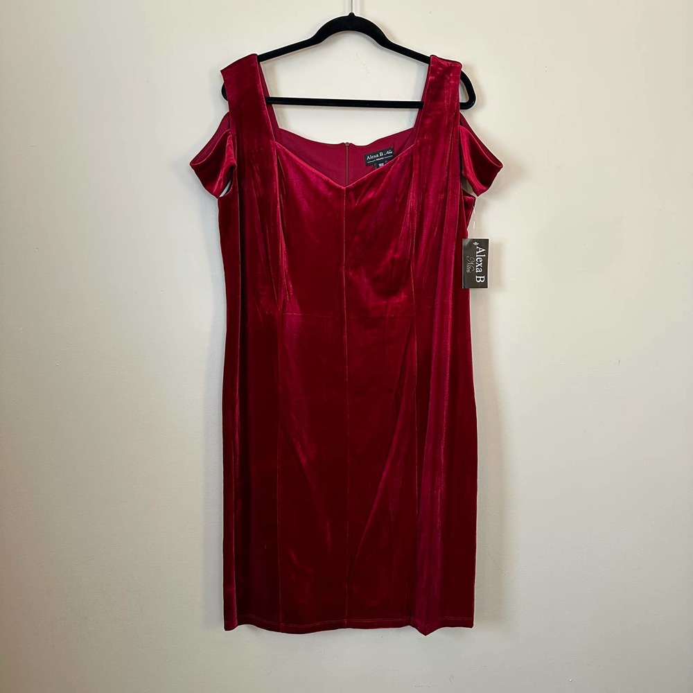 Alexa B Red Velvet Knee Length Dress- Size 18W Christmas Party